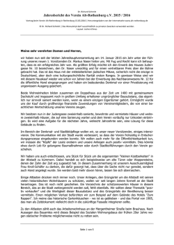 Jahresbericht des Verein Alt-Rothenburg e.V. 2015 / 2016