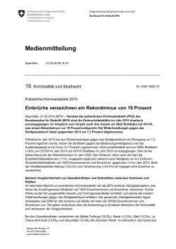Einbr&uuml;che verzeichnen ein Rekordminus von 19 Prozent