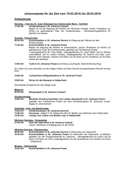 Johannesbote f&uuml;r die Zeit vom 19.03.2016 bis 28.03.2016