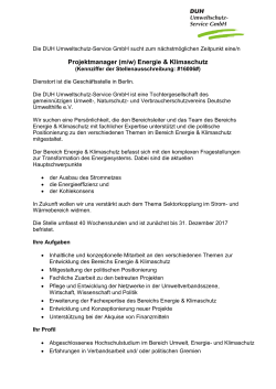 Projektmanager (m/w) Energie & Klimaschutz
