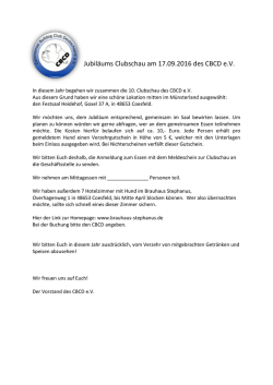 Jubil&auml;ums Clubschau am 17.09.2016 des CBCD eV