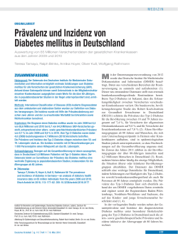 Prävalenz und Inzidenz von Diabetes mellitus in Deutschland