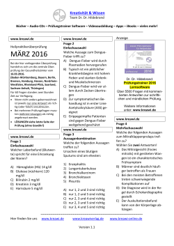Heilpraktikerprüfung März 2016 mit Lösungsschlüssel
