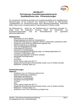 INFOBLATT Einrichtungs-/Ausstattungsempfehlung f&uuml;r