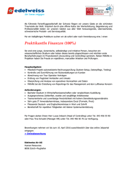 PraktikantIn Finanzen (100%)