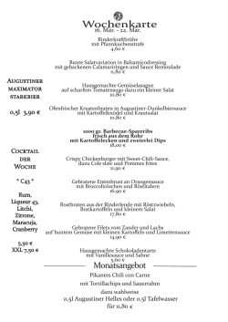 Wochenkarte - Wassermann Neuhausen