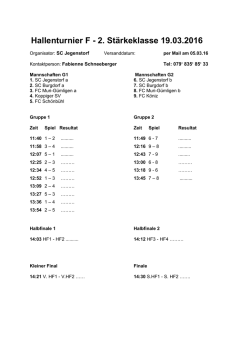Hallenturnier F - 2. St&auml;rkeklasse 19.03.2016
