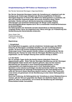 20160317 Dringlichkeitsantrag der FDP Fraktion Ratssitzung