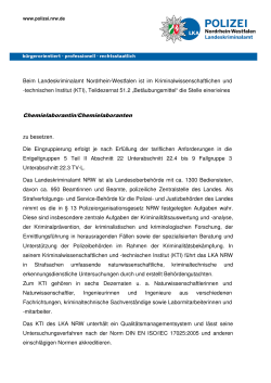 Stellenausschreibung: Chemielaborant/in im KTI im