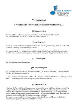 Vereinssatzung Freunde und Förderer der Musikschule Waldkirch e.V.