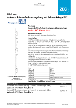 Winkhaus Automatik-Mehrfachverriegelung mit Schwenkriegel M2
