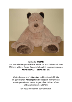 Ich hei&szlig;e TAB&Auml;R und lade alle Babys und kleine Kinder bis zu 4