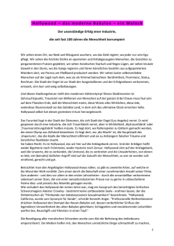 Hollywood &ndash; das moderne Babylon &ndash; ein Moloch