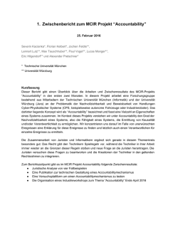 1. Zwischenbericht zum MCIR Projekt “Accountability”