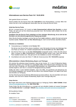 Informationen zum Service Pack 16.1 16.03.2016