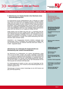 Asylsuchende ohne Nachweis eines Behandlungsanspruchs