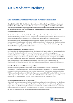GKB schliesst Gesch&auml;ftsstellen St. Moritz