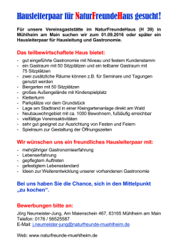 Hausleiterpaar f&uuml;r NaturFreundeHaus gesucht!