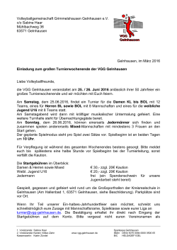 Einladung Turnier VGG Gelnhausen