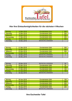 Hier Ihre Einkaufsm&ouml;glichkeiten f&uuml;r die n&auml;chsten