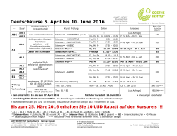 Deutschkurse 5. April bis 10. June 2016