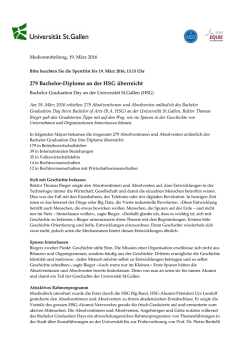 279 Bachelor-Diplome an der HSG überreicht