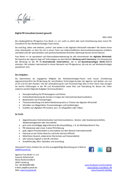 Digital PR Consultant (Junior) gesucht