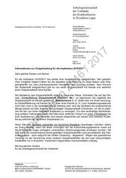 Verordnung: Grippeimpfung für die Impfsaison 2016/2017