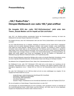 H&ouml;rspiel-Wettbewerb von radio 100,7 jetzt er&ouml;ffnet