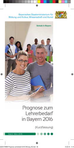 PDF: Prognose zum Lehrerbedarf in Bayern 2016 (Kurzfassung)