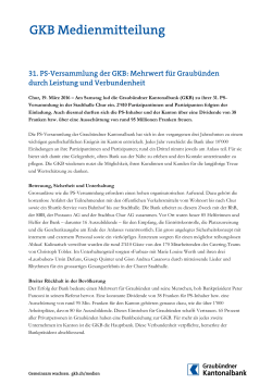 31. PS-Versammlung der GKB - Graubündner Kantonalbank