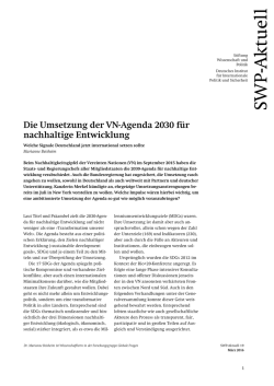 Die Umsetzung der VN-Agenda 2030 f&uuml;r nachhaltige Entwicklung