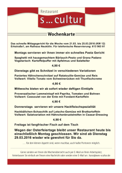 Wegen der Osterfeiertage bleibt unser Restaurant heute bis