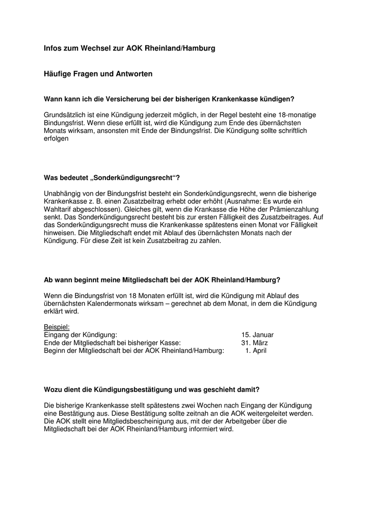 Infos Zum Wechsel Zur Aok Rheinland Hamburg Haufige Fragen