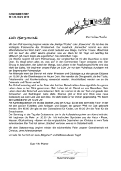 Liebe Pfarrgemeinde!