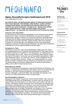 Alpine Gesundheitsregion SalzburgerLand 2016