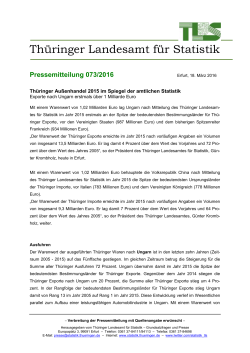 Pressemitteilung 073/2016 - Thüringer Landesamt für Statistik