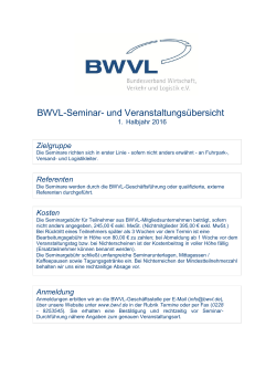 BWVL-Seminar- und Veranstaltungsübersicht