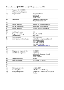 Information nach &sect; 12 VOB/A sowie &sect; 2