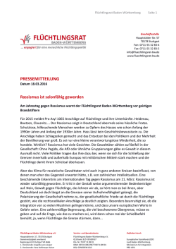 PRESSEMITTEILUNG - Flüchtlingsrat Baden