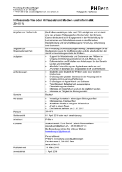 Hilfsassistentin oder Hilfsassistent Medien und Informatik