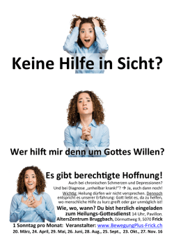 Heilungs-Gottesdienst Sonntag, 20. M&auml;rz 14 Uhr