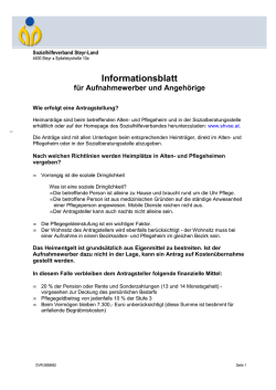 Informationsblatt f&uuml;r Aufnahmewerber und Angeh&ouml;rige