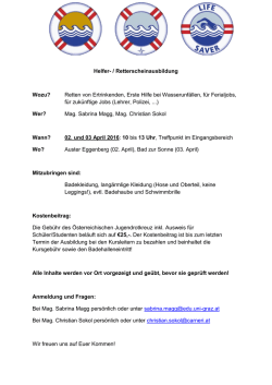 Helfer- / Retterscheinausbildung Wozu? Retten von Ertrinkenden