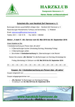 Gutschein 60+ - Harzklub Zweigverein Hannover e. V.