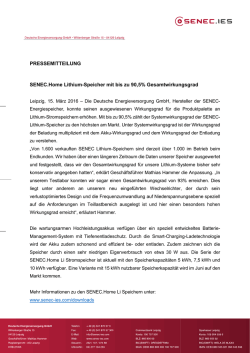 PRESSEMITTEILUNG SENEC.Home Lithium