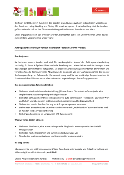 Auftragssachbearbeiter/in Verkauf Innendienst – EXPORT