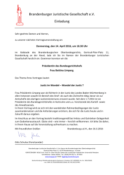 Einladung BJG Justiz im Wandel Präs. BGH Limperg 14.4.2016
