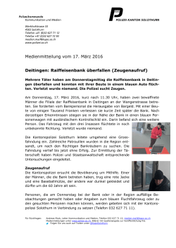 Medienmitteilung vom 17. März 2016 Deitingen