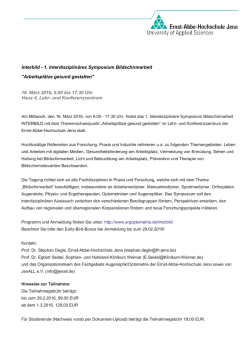 Interbild - 1. Interdisziplin&auml;res Symposium Bildschirmarbeit